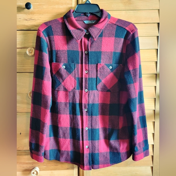 Members Mark Cozy Button Down Shirt Red Flannel Size Small - Picture 1 of 9